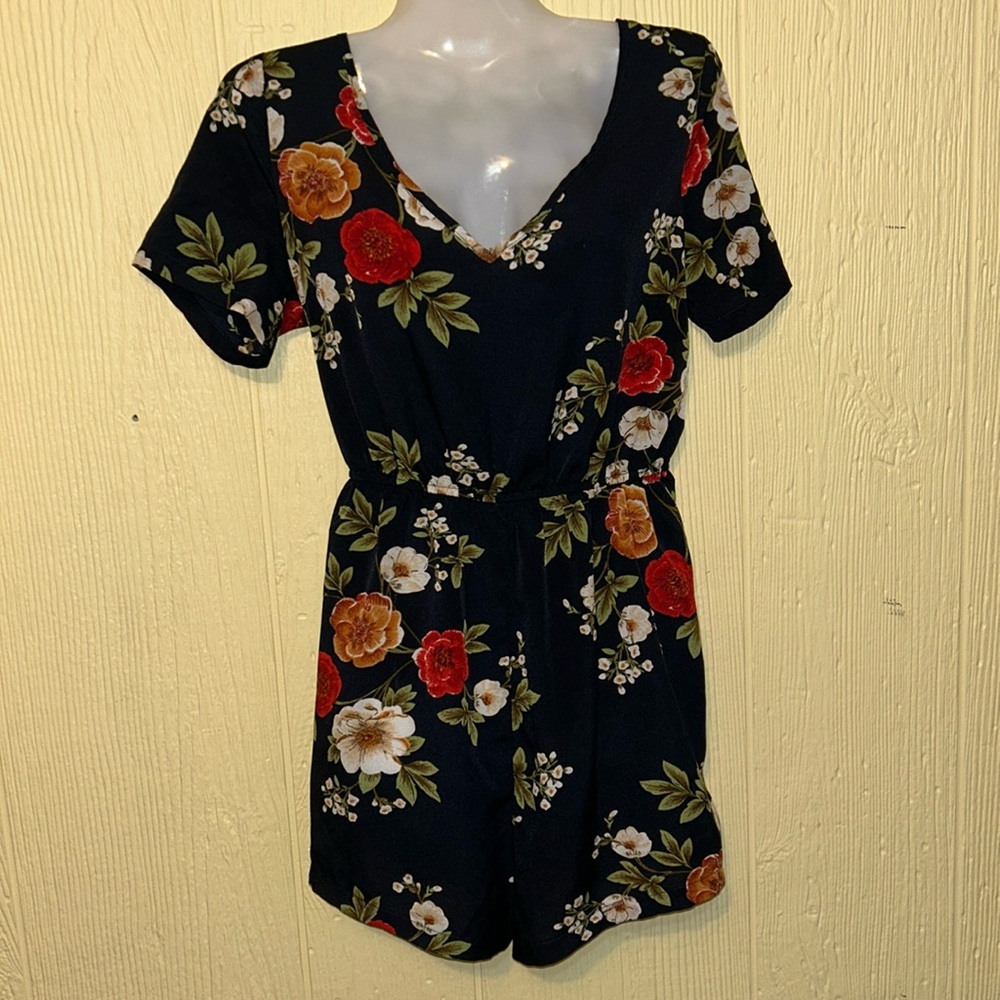 Floral Black Romper